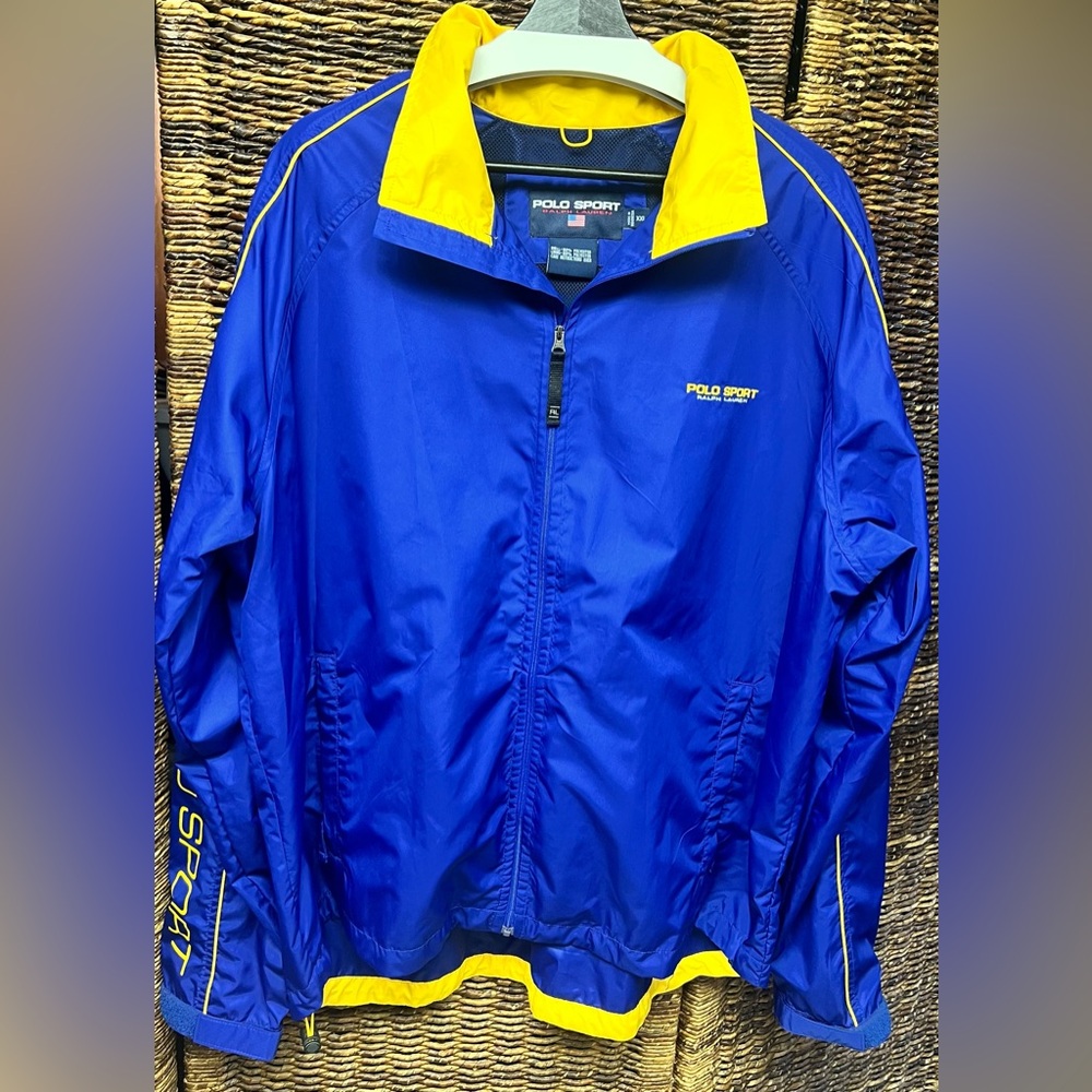 Polo,‎ Ralph Lauren, Polo Sport, Vintage, XXL, Blue/Yellow Lightweight Jacket